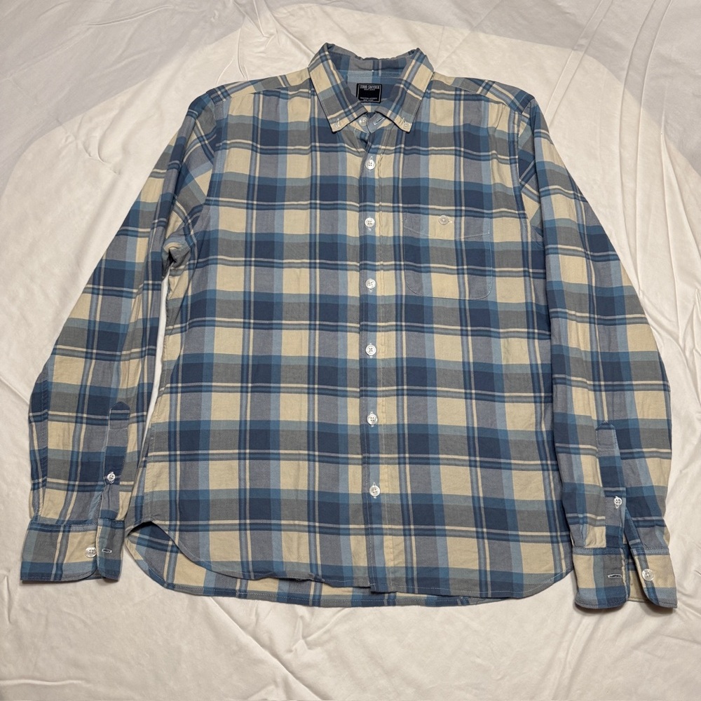 Todd Snyder Button Down medium Blue White lightweight flannel Long Sleeve